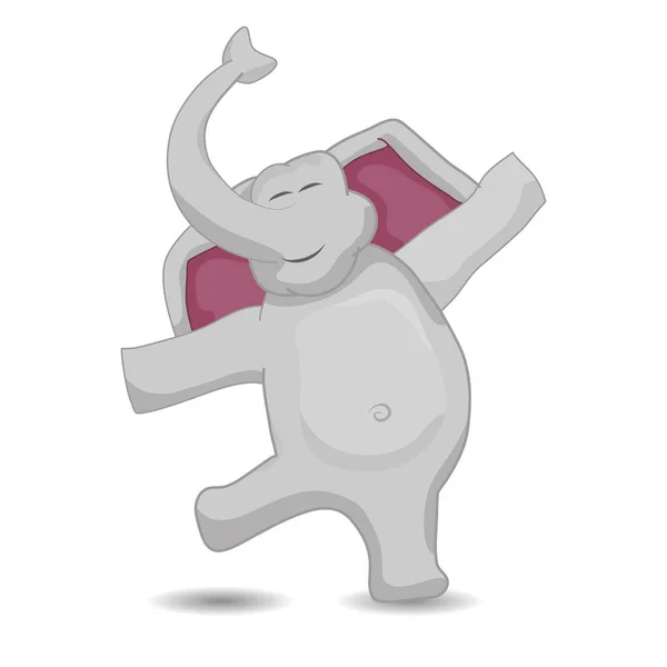 Vector Ilustración Lindo Feliz Elefante Bailando Solo — Vector de stock