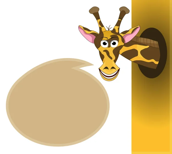 Tête Girafe Dessin Animé Face Avant Bulle Discours Vierge — Image vectorielle