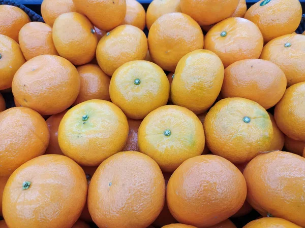 Fresh Oranges Stand Food Store Nobody Empty Price Fruits Assortment — стоковое фото