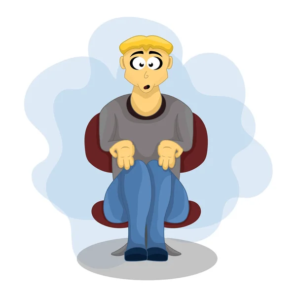 Cartoon Man Sitting Gesture Knowing — Stockvector