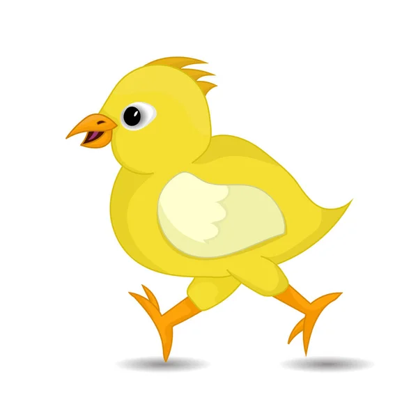 Cartoon Chick Running White Background Isolated — Stok Vektör