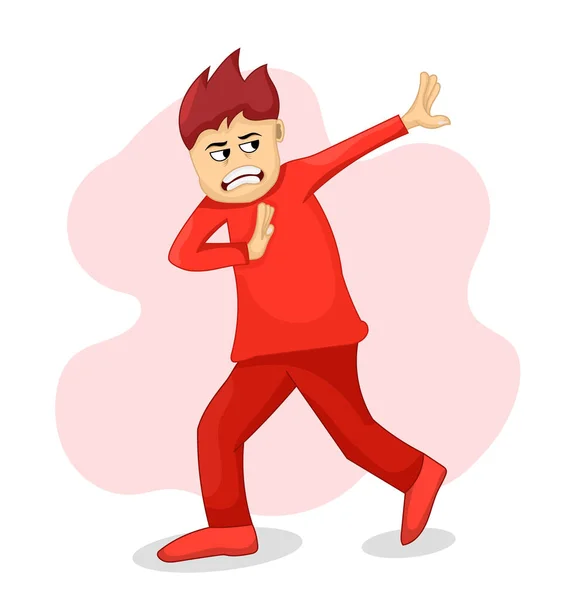 Man Red Shirt Dont Want Gesture — Stockvector