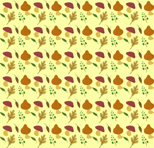 Seamless Pattern Mushrooms Floral Elements Creative Autumn Texture Fabric Wrapping — Vetor de Stock