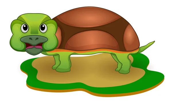 Zole Edilmiş Yeşil Kaplumbağa Sürüngeninin Vektörü — Stok Vektör