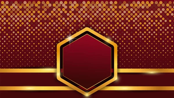 Golden Hexagon Rectangle Red Dot Background — Vetor de Stock