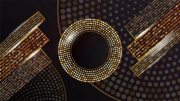 Dot Circle Gold Shiny Abstrack Background — Vetor de Stock
