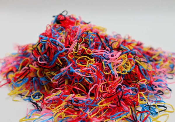group of rubben band in variety color, rubber band texture