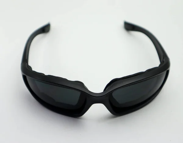 Svart Sport Solglasögon Isolerad Vit Bakgrund Selektivt Fokus — Stockfoto