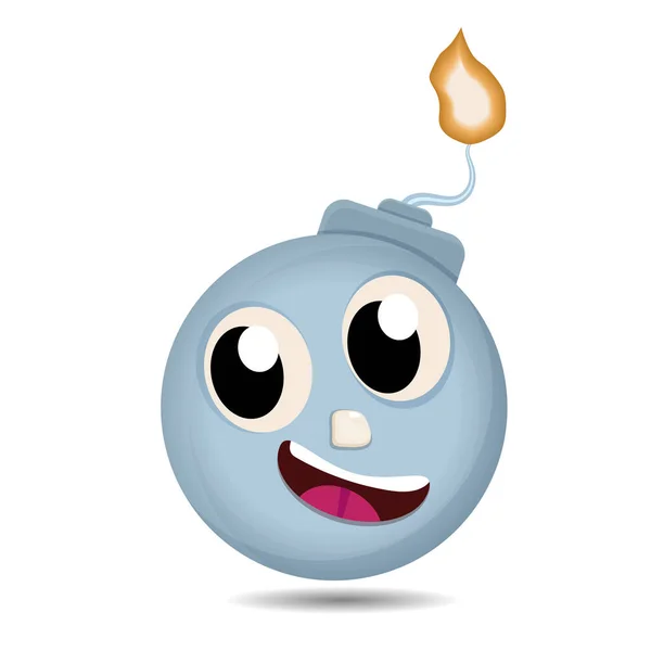 Happy Smiling Cute Cartoon Bomb Burning Wick — Stock Vector