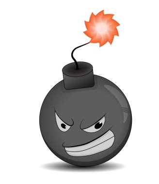 karikatür bombası kızgın yanık fitili izole edilmiş beyaz arkaplan