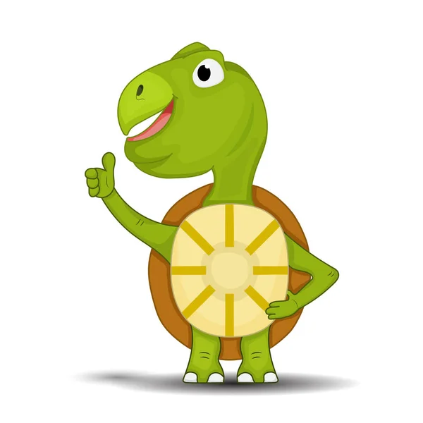 Cartoon Turtle Smiling Give Thumb — Vettoriale Stock