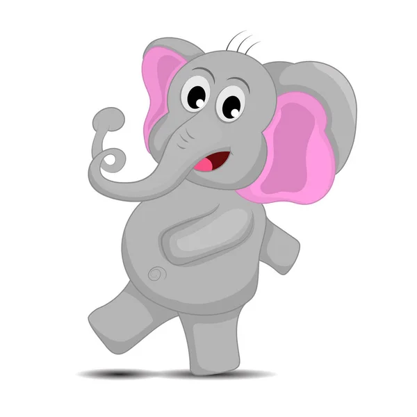 Vector Illustration Cartoon Elephant Walking White Background - Stok Vektor