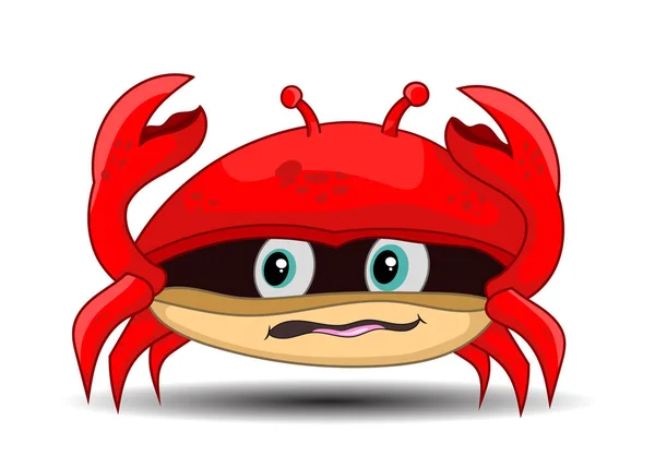 Cartoon Crab Scared Expression Isolated White Background — Stock Vector