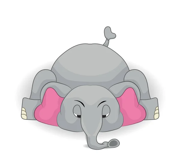 Cartoon Elephant Lelah Ekspresi Dan Ingin Tidur - Stok Vektor