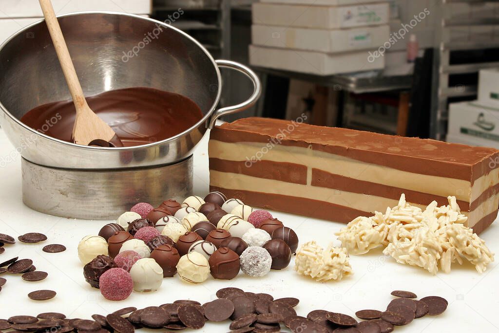 fresh handmade chocolates, chocolates, closeup
