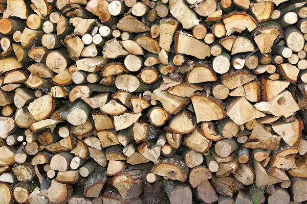 Stacked Firewood Firewood Scaled Closeup — Stock Photo, Image