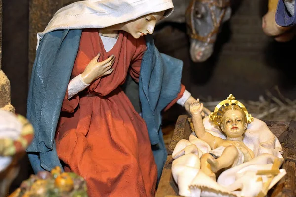 Boże Narodzenie Łóżeczko Maryja Dzieciątko Jezus — Zdjęcie stockowe