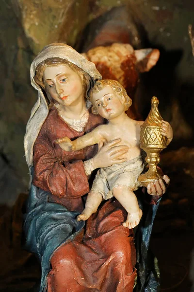 Karácsonyi Kiságy Mária Kicsi Jézus — Stock Fotó