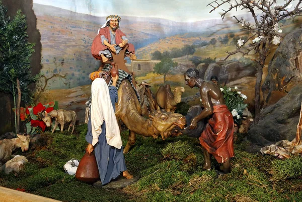Świąteczne Łóżeczko Figurami Sebastiana Osterriedera — Zdjęcie stockowe