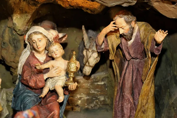 Figuras Natividade Maria José Com Cristo Menino — Fotografia de Stock