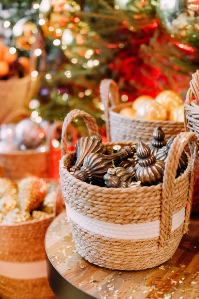 Noël Symbole Décorations Pour Les Articles Fête Sapin Boules Cônes — Photo