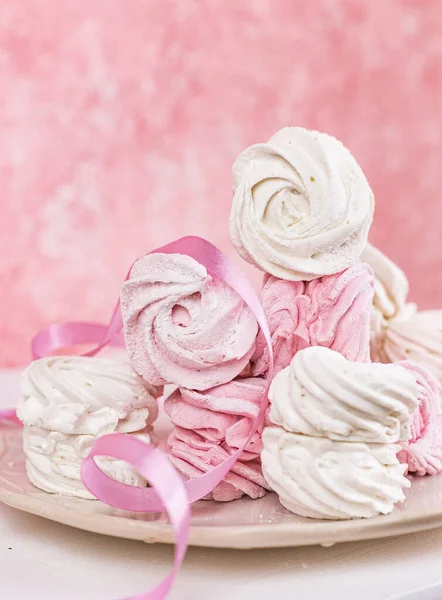 Marshmallow Frutta Colorata Rosa Bianco Dolce Dolce — Foto Stock