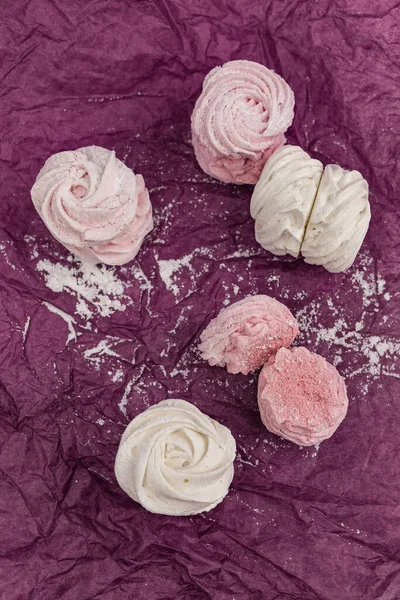 Marshmallow Barevné Ovoce Růžové Bílé Sladké Dezert — Stock fotografie