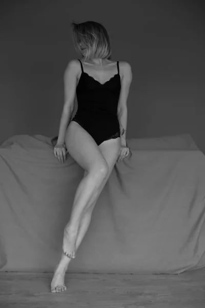 Nude Woman Fashion Model Studio Pose Body Beauty Peopl — Stok fotoğraf