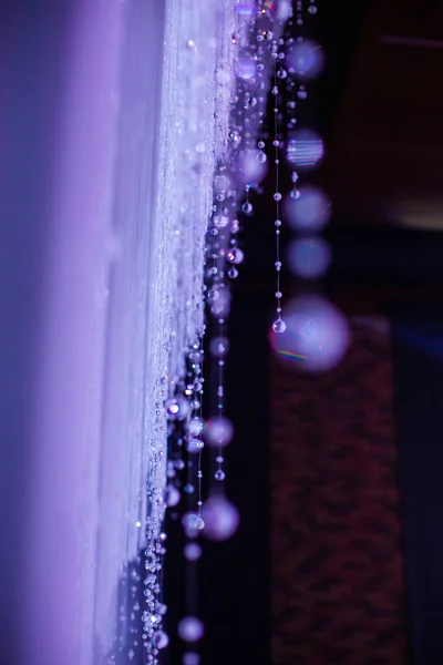 Illuminated Glass Decor Rain Violet Neon Celebration Event Festiva — Stock Photo, Image