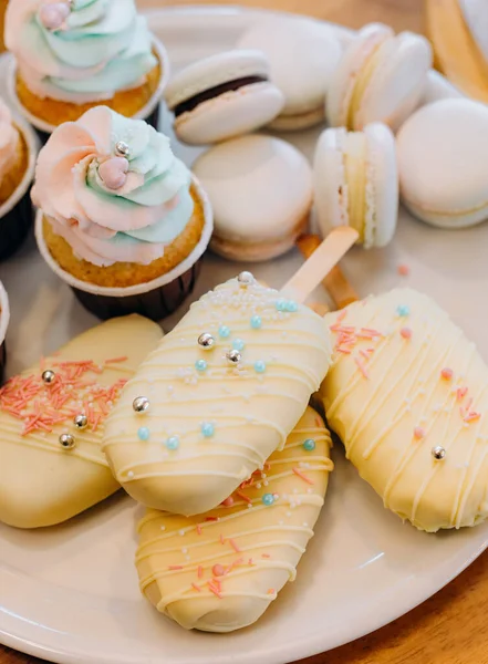 Ice Cream Icing Delicious Desserts Sweets Cupcak — Foto Stock
