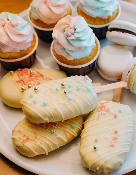 Ice Cream Icing Delicious Desserts Sweets Cupcak — Zdjęcie stockowe