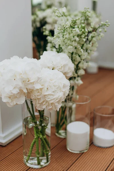 Hydrangea Flowers Lilies Valley Dressing Room Tabl — 스톡 사진