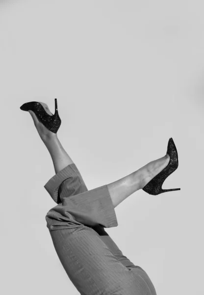 Woman Legs Shoes Stiletto Heels White Background Fashion Beaut — Foto Stock