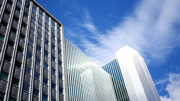 Daytime Establishing Photo of Corporate Buildings against Blue Sky