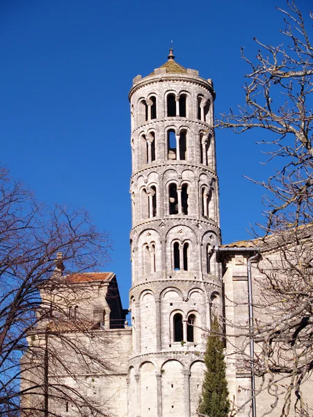 Fenestrelle věž, katedrála v saint-theodorit, uzes, gard, Francie — Stock fotografie