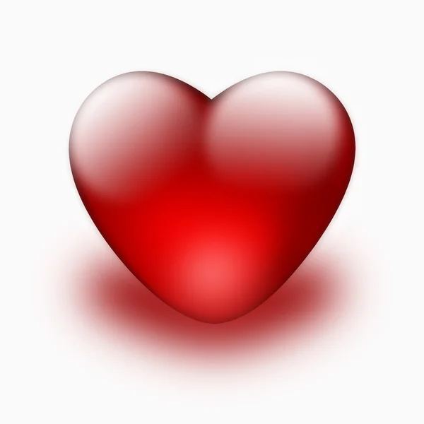 Červené srdce, samostatný — Stock fotografie