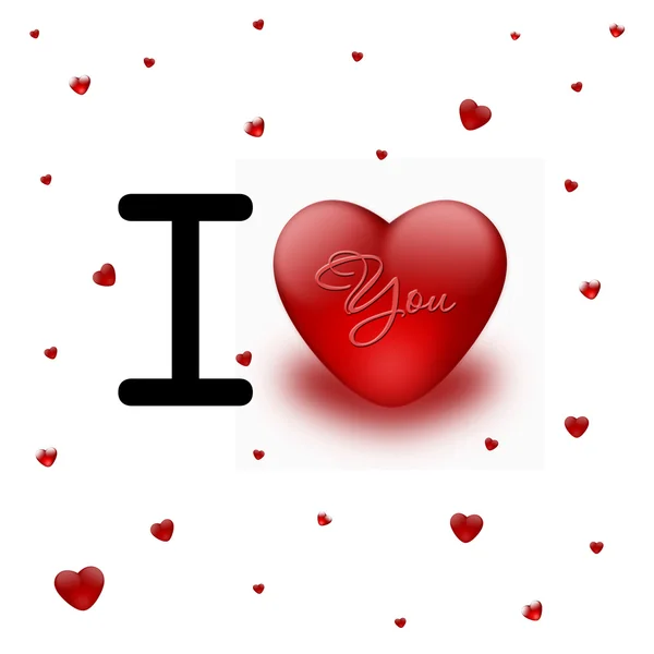 Miluji tě s červeným srdcem — Stock fotografie