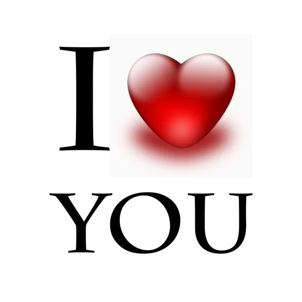 I love you with Red heart — Stock Photo, Image