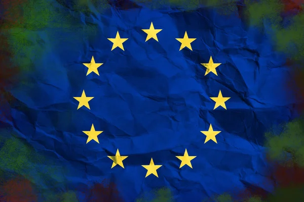 しわ紙の上のヨーロッパの旗 — ストック写真