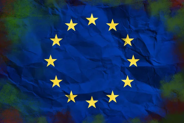 Bandera europea sobre el papel plegado — Foto de Stock