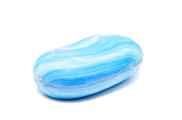 白地に青い石鹸 isoaled — ストック写真