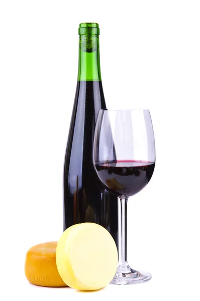 Červené víno a sýr — Stock fotografie