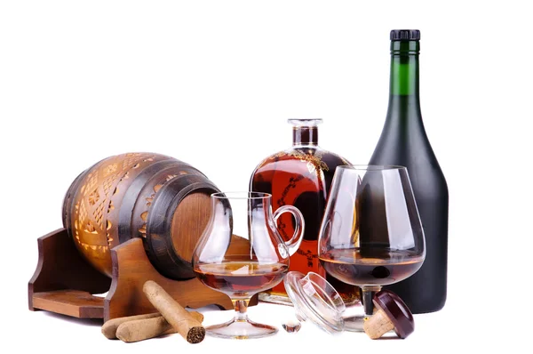 Französische Cognac und kubanische Zigarren — Stockfoto