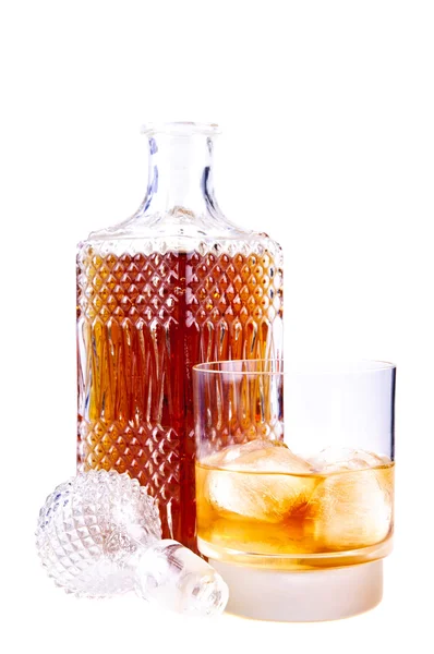 Glass and bottle of whiskey — Stock Photo, Image