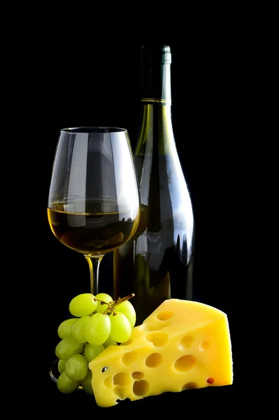 Vino blanco y queso —  Fotos de Stock