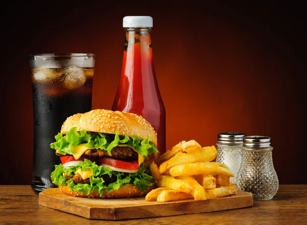 Menú de hamburguesas de comida rápida — Foto de Stock