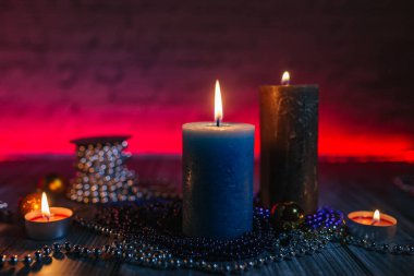 xmas ışıkları, dekorasyon, karanlıkta, noel mumları