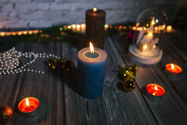 xmas ışıkları, dekorasyon, karanlıkta, noel mumları