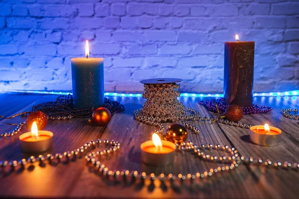 xmas ışıkları, dekorasyon, karanlıkta, noel mumları