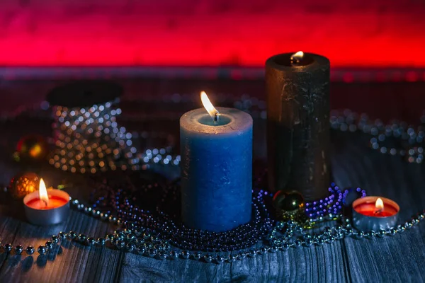 xmas ışıkları, dekorasyon, karanlıkta, noel mumları